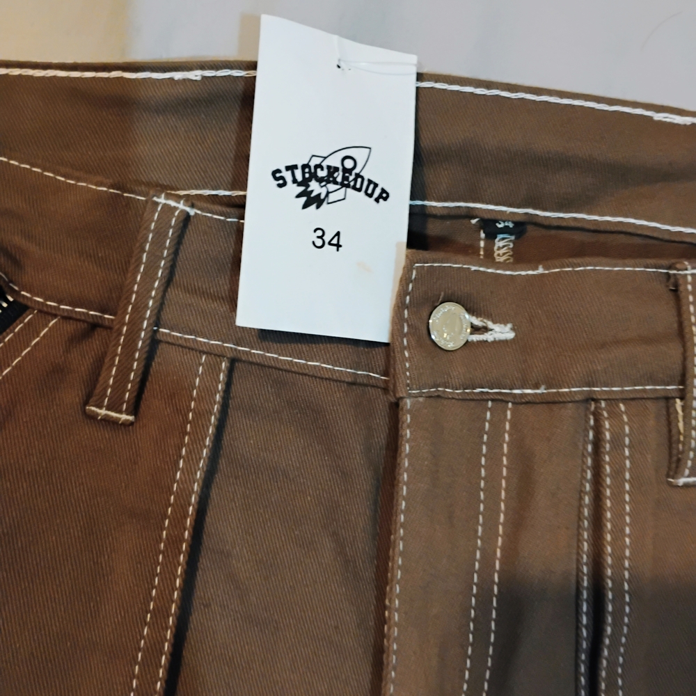 Stockedup Brown Pleated Pants